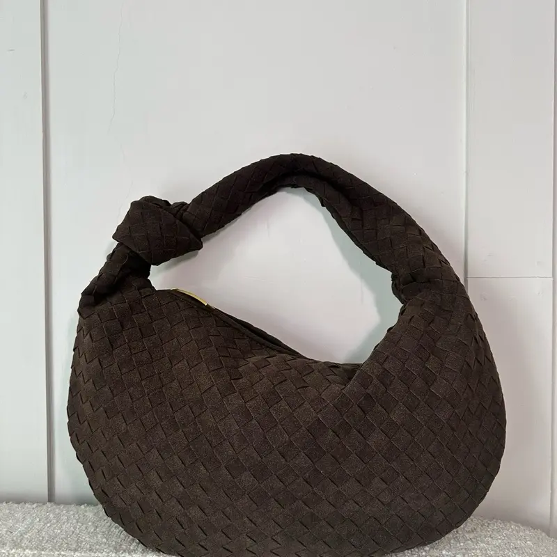 MONA maxi woven knot detail handbag in walnut 1