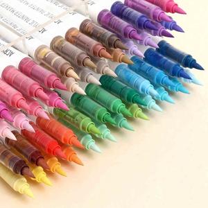 Acrylic Paint Marker Pen, 9 Colors/set Quick-drying Waterproof Acrylic Paint Marker, Soft Brush Tip Acrylic Markers for Canvas, Rock Painting, Art Supplies