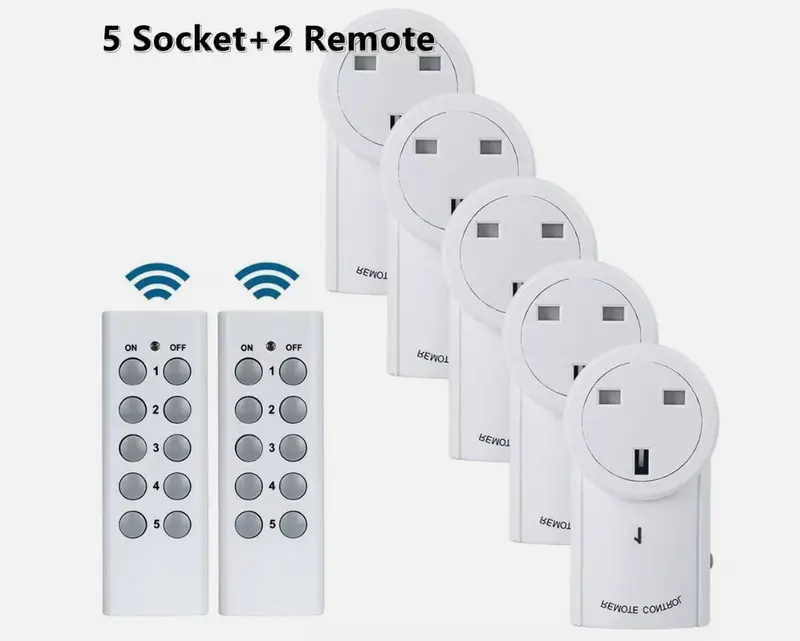 1-5 Remote Control Sockets Wireless Switch Home Mains Power Outlet Pack UK Plug 2