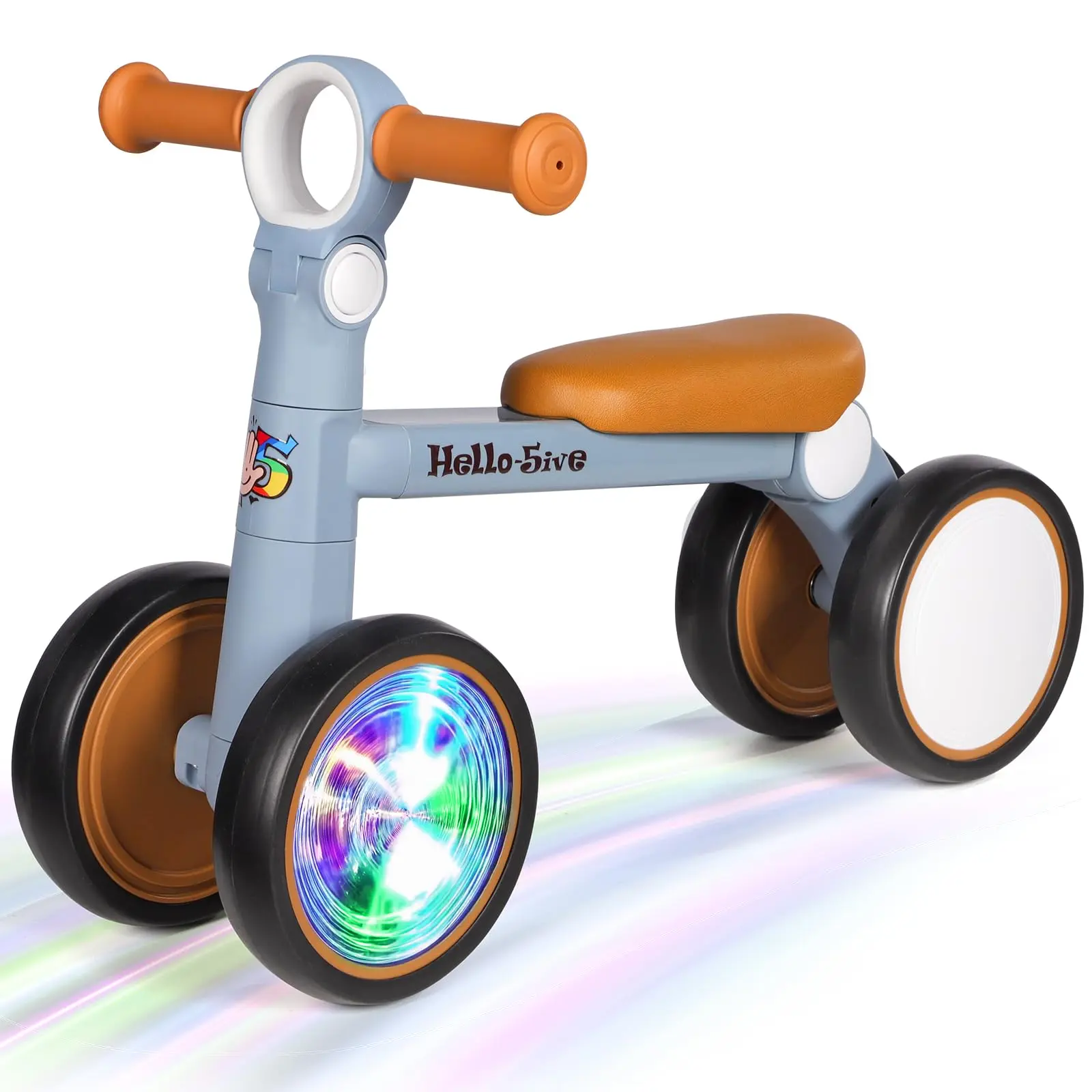 Baby Balance Bike 1 Year Old, 4 Wheels Kids Bike Ride On Toys for 1 2 Year Boys Girls Gifts, Toddler Bike with Adjustable Handle & Lighting Wheels, Birthday Gift for 12-36 Months