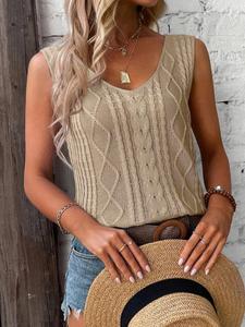 Women's Solid Color Sweater Vest, Casual Sleeveless Knit Top for Summer, Minimalist Fashion Women's Knitwear for Daily Wear
