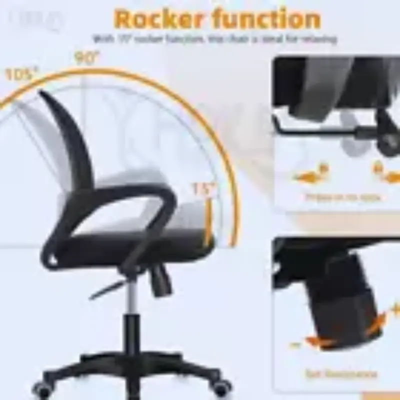 Adjustable Height Swivel Mesh Ergonomic Home Office Chair for Computer Desk - UK 7