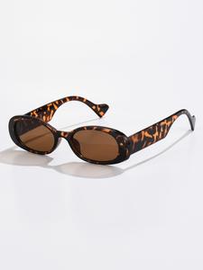 Summer 2025 Plastic Simple Casual Modern Trendy Leopard Print Sunglasses for Everyday Use, Summer Oval Frame Fashion Sunglasses for Sports, Modern Travel Accessories