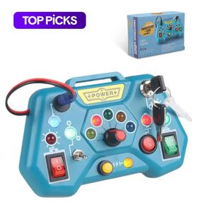 Montessori Busy Board with 8 LED Light Switch, Sensory Light Switch Travel Toy, Visual Learning Tools, Learning Toy Gift