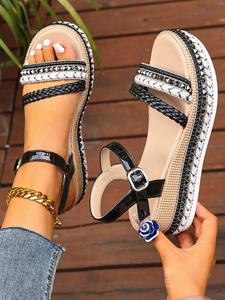 Women's Fashionable Boho Style Platform Sandals, Casual Comfortable Soft Sole Sandals for Beach, All-match Buckle Decorated Sandals for Daily Wear, Walking Shoes