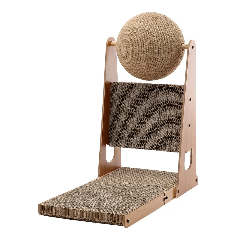 Pets Mood L-Shaped Cat Scratcher with Cat Scratching Ball 2