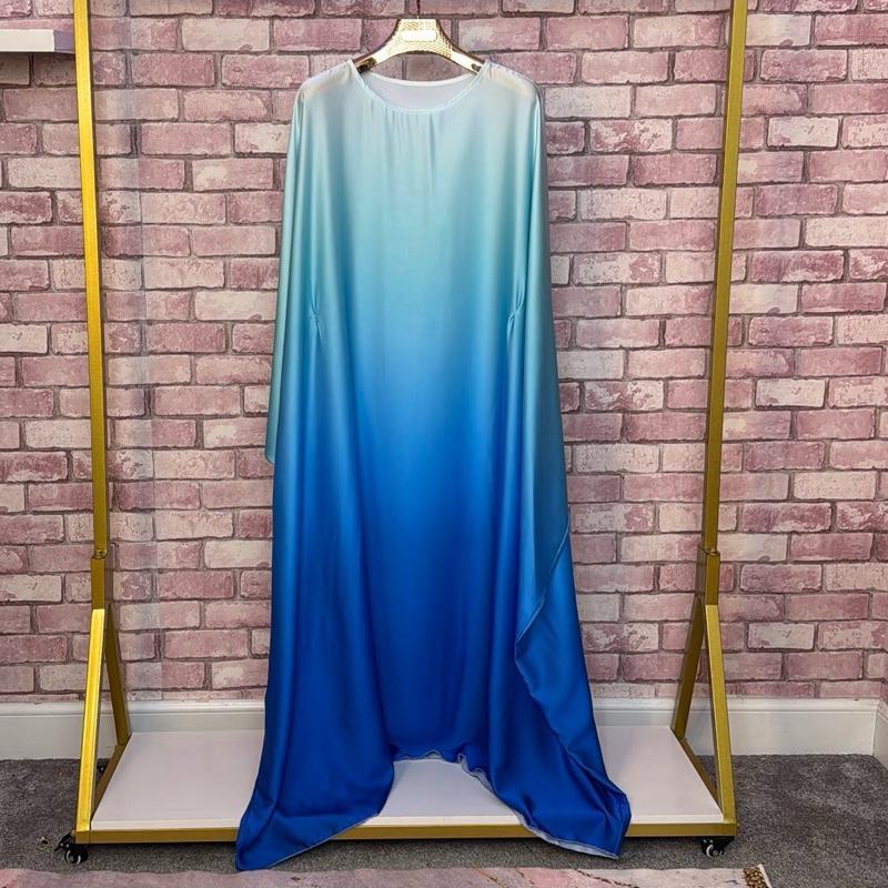 Ombré Luxe Satin Batwing Kaftan Abaya Dress One Size (UK 6-26) With Inside Belt Length 54 inches Inside Belt 3