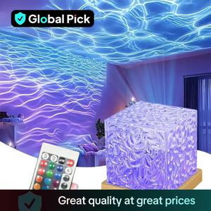 LED Water Ripple Aurora Projector Night Light, USB Powered 16-color Changing LED Night Light, Decorative Light for Living Room Home Bedroom Decor, Adjustable Atmosphere Light