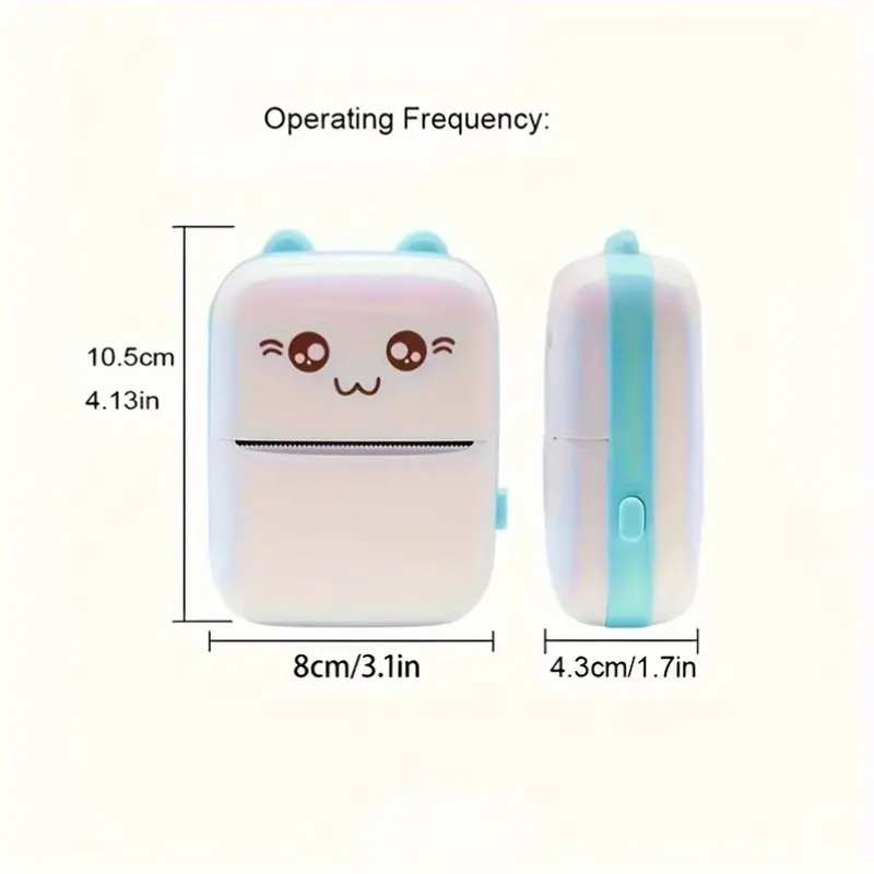 Compact Portable Wireless Mini Thermal Printer with Cute Cat Design, 200dpi, USB Rechargeable, Photo & Label Printing, Includes USB Cable & Inkless Kit, Ideal for Travel & Home Use, Photo Printing | Wireless Connectivity | USB Rechargeable Printer 4