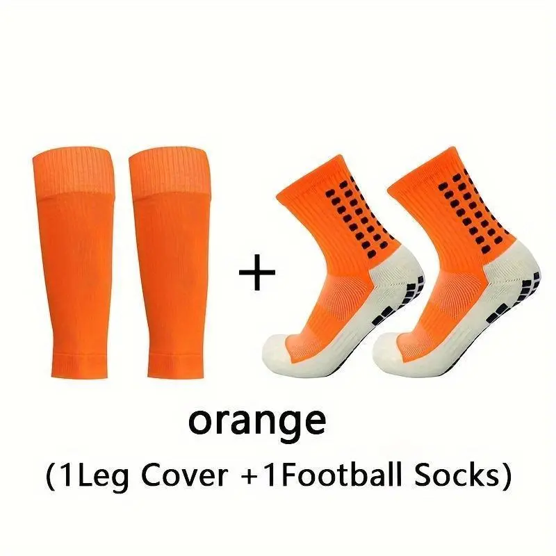 2pcs set of thickened towel bottom football socks and leg protectors 2