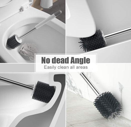 Silicone Toilet Brushes & Holders, Deep Cleaner, Toilet Brush with Quick Drying Holder Set for Bathroom Cleaning 5