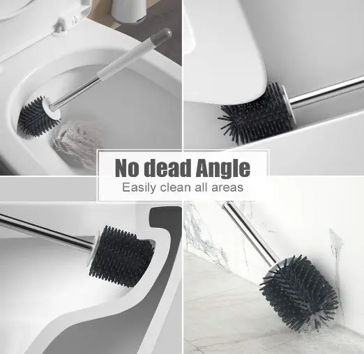Silicone Toilet Brushes & Holders, Deep Cleaner, Toilet Brush with Quick Drying Holder Set for Bathroom Cleaning 5