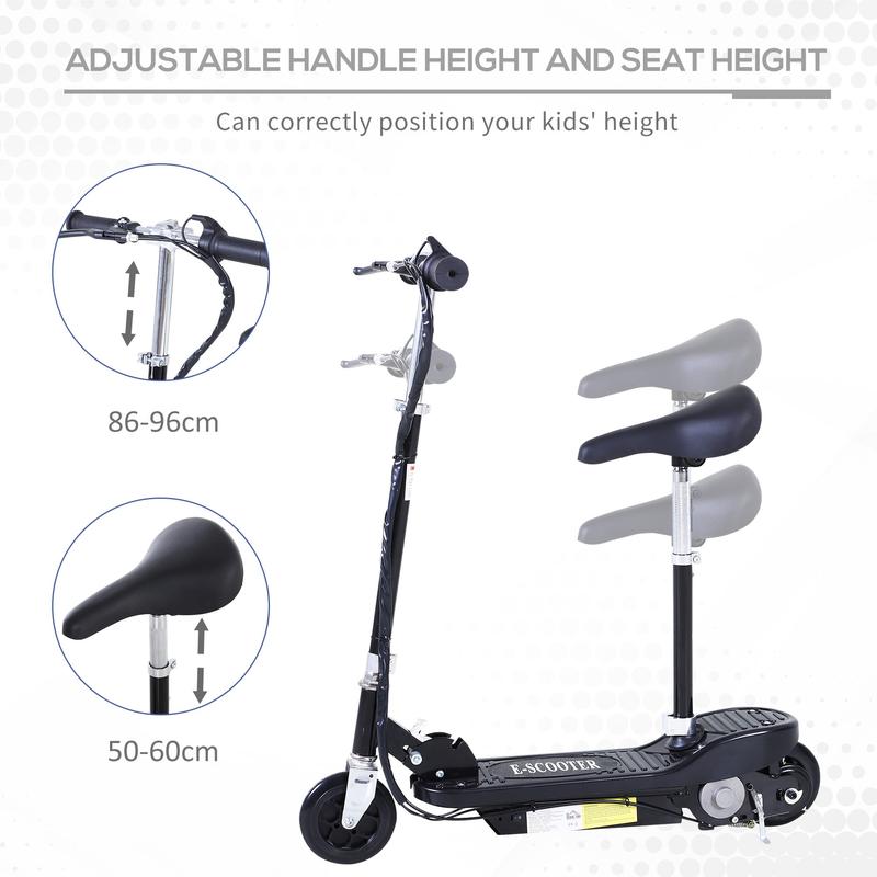 Outdoor Ride On Powered Scooter for kids Sporting Toy 120W Motor Bike 2 x 12V Battery - Black 4