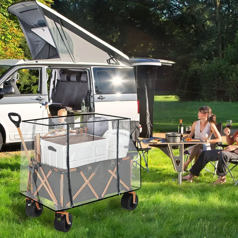 Clear Folding Trolley Cart Rain Cover for Camping - Folding Wagon Rain Cover 3
