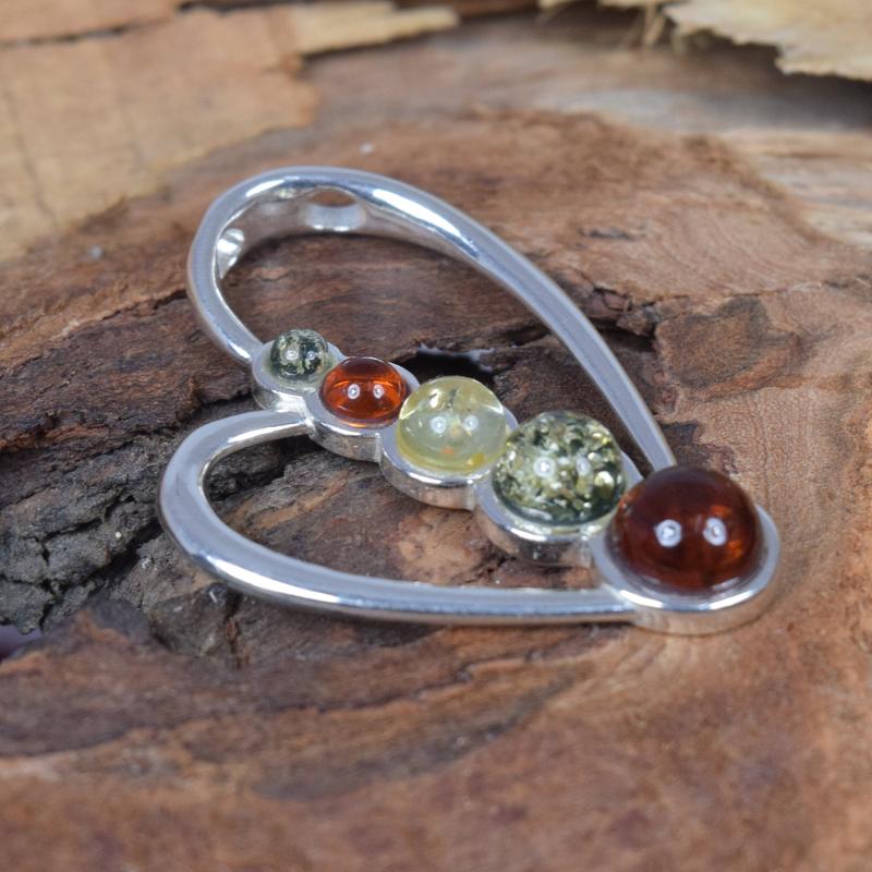 Multi Baltic Amber 925 Sterling Silver Natural Gemstone Pendant 3