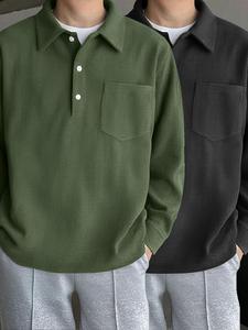 Men's Corduroy Shirt, Loose Casual Long Sleeve Collared Top for Fall & Winter, Men's Clothes for Daily Wear