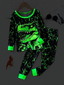 Two-piece Set Toddler Boy's Dinosaur Print Top & Elastic Waist Pants Set, Casual Long Sleeve Pullover & Jogger Pants, Kids Spring & Fall Clothes, Cute Clothes, Kids Clothing, Boy Outfits,  Kidsfashion