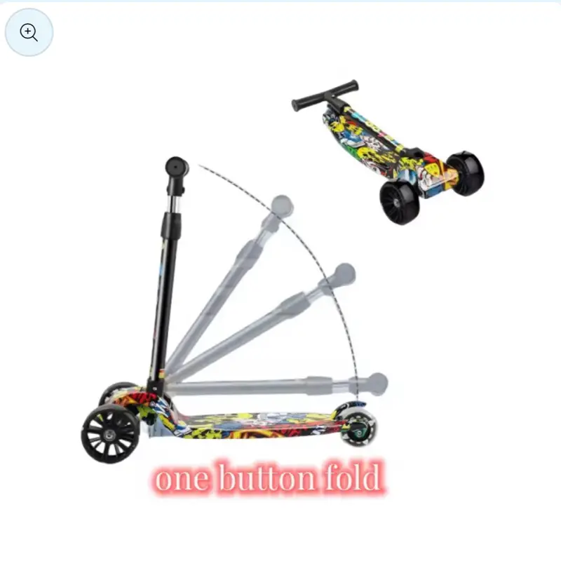 Adjustable Folding Kids Scooter with LED Light Up and Kick Flashing - Child Kick Ride-on Toy 4