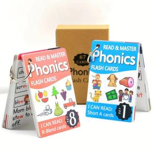 Reading Flash Cards, 1 Set Waterproof Durable English Learning Cards Toys, Interactive Spelling & Reading Assistant Tool for Home School, Flashcards Learning Alphabet