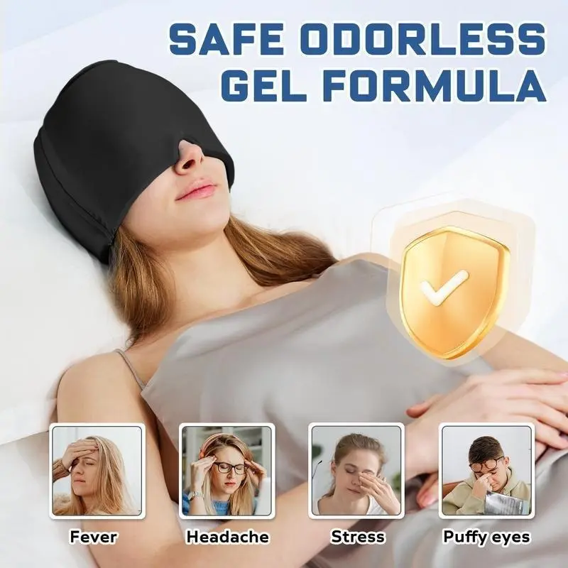 Migraine Headache Relief Cap, Gel lce Head Wrap for Tension and Stress Relief.Suitable for Home breaks, before sleep, office 6
