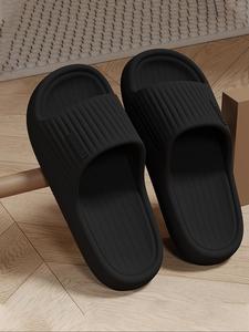 Men's Casual Plain Non-slip Slides, Comfortable Soft Black Lightweight Slippers, Thick Sole House Slippers, Trendy Soft Affordable Slippers for Indoor & Outdoor Use for All Seasons, Walking Shoes for Men, Footwear