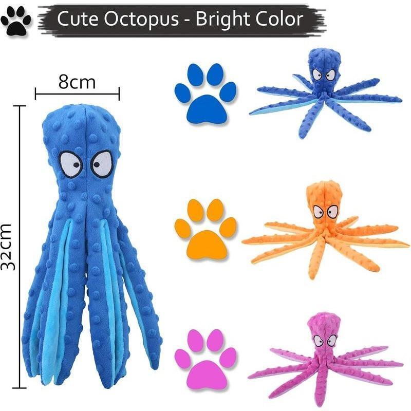 New Squeaky Dog Interactive Play Toy,No Stuffing Octopus Dog Chew Toy with Crinkle Paper for Medium and Large Dog Playing(Blue) squeaky  dog  toys interactive  dog  toys toys  for  dogs 1