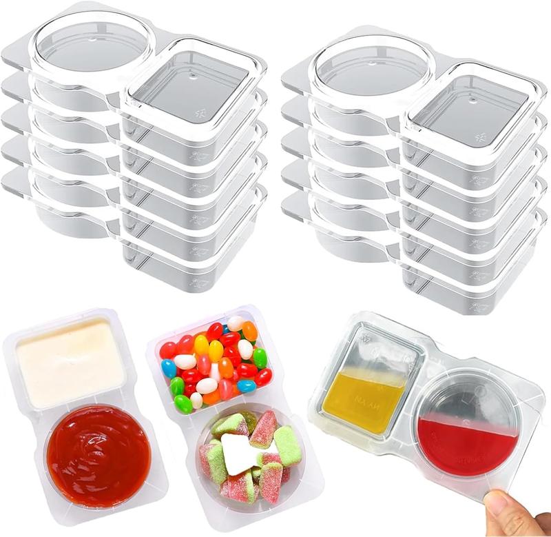 Thickened Double Compartment Reusable Snack Pack Containers with Lids for Picnic and Work Lunch - Set of 10 - Kitchen, Utensils 0