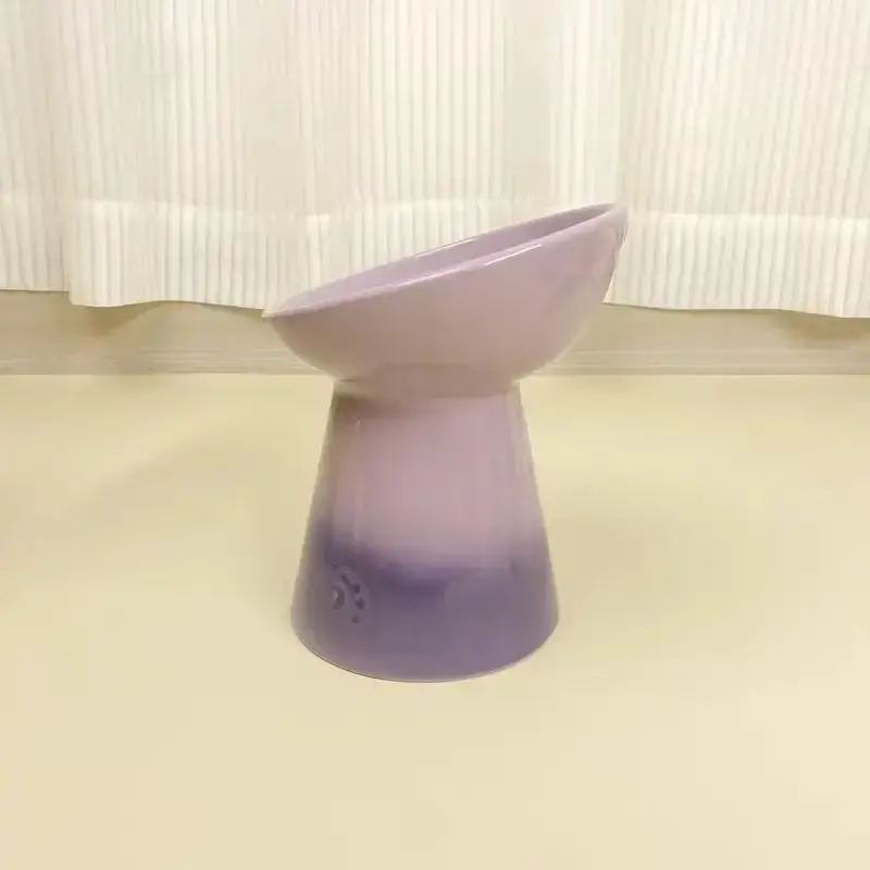 Rainbow High Footed Dog Bowl Snack Bowl Neck Protection Pet Drinking Water Cat Food Anti Slip Anti Black Chin 5