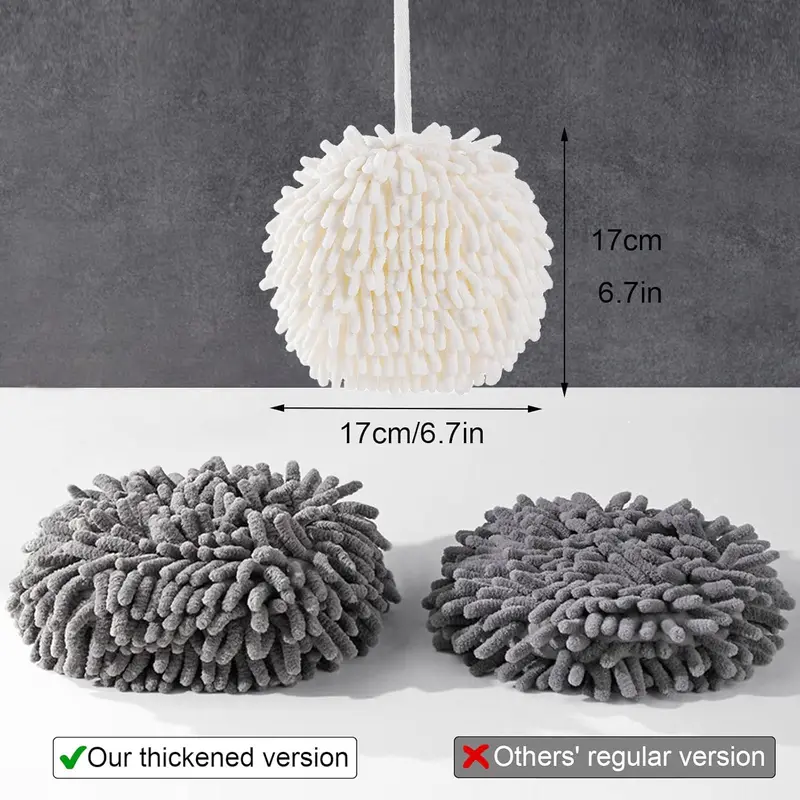 2 Pieces Hand Towels for Bathroom Kitchen Soft Absorbent Hand Towels Plush Bathroom Towels Hanging Face Towels Quick Dry Towel Multipurpose Fuzzy Ball Towel Set Bathroom Accessory (White + Grey) 2