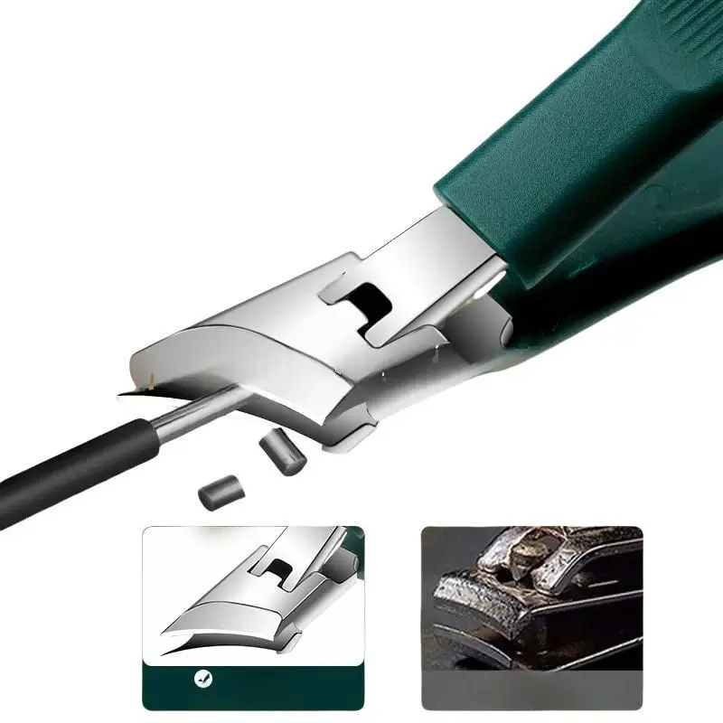 Three sets of eagle beak beveled nail clippershousehold multifunctional large opening anti-splash nail clippers set of high-grade thick hardmanicure clippers White, black, green 4