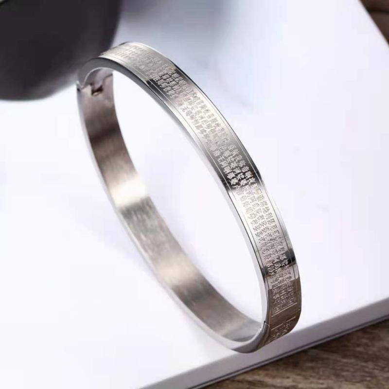 Heart Sutra gold and silver plated mantra bracelet/Heart Sutra swastika buckle thick heavy imported unisex lucky bracelet 1