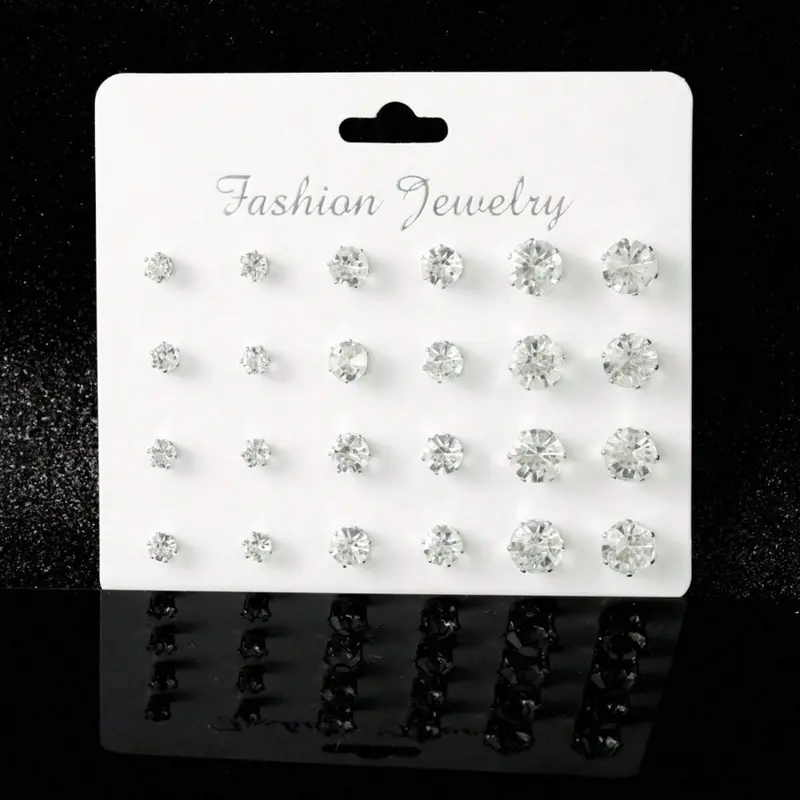 12 Pairs Fashion Stud Earrings Set, No Card Packaging 4