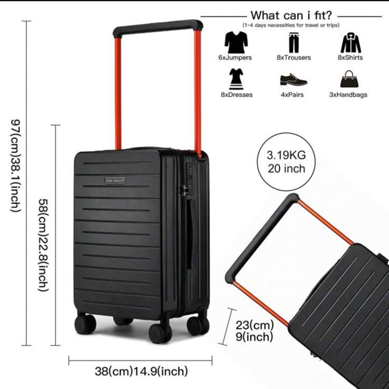 Traveller 20 Inch Lightweight PC Carry-On Suitcase with Wide Handle and 4 Spinner Wheels for Business Trips 6