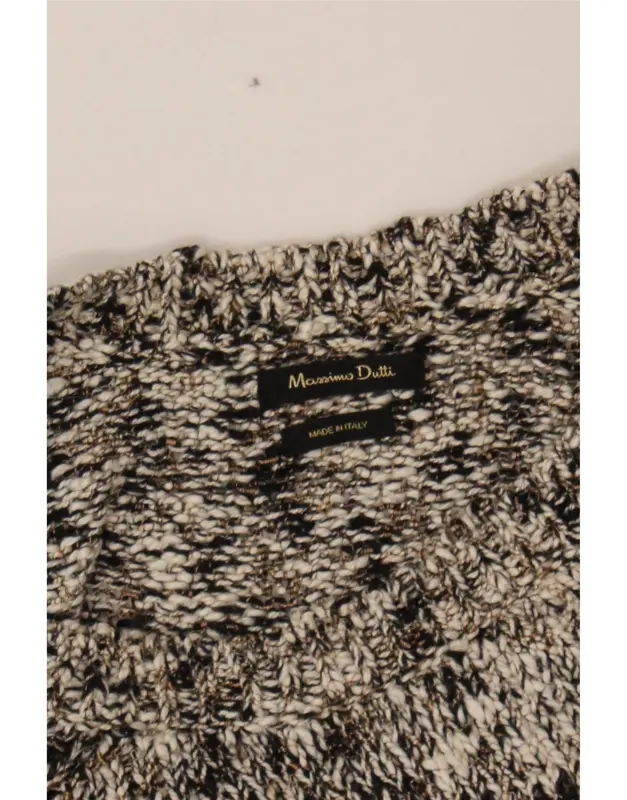 Pre-Owned Vintage MASSIMO DUTTI Womens Boat Neck Jumper Sweater UK 14 Medium Grey Flecked 3