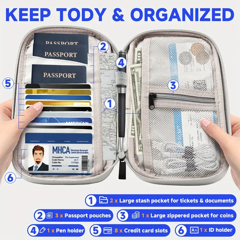 Passport Holder Case, RFID-blocking Passport Holder, Waterproof Passport Storage Bag, Travel Document Organizer, Credit Cards Case, Travel Wallet. Stain-Resistant Travel Organizer with Multiple Compartments, Sleek and Durable Daily Use 2025 Trendy Bag. 4