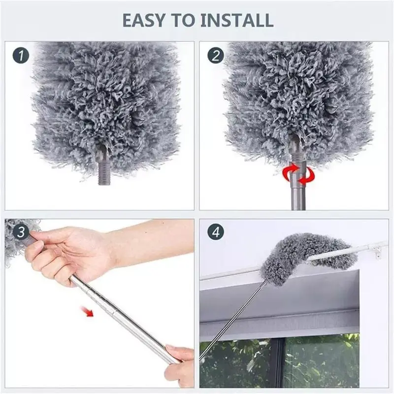250cm Extendable Feather Duster Telescopic Magic Dust Brush Long Reach Handle 5
