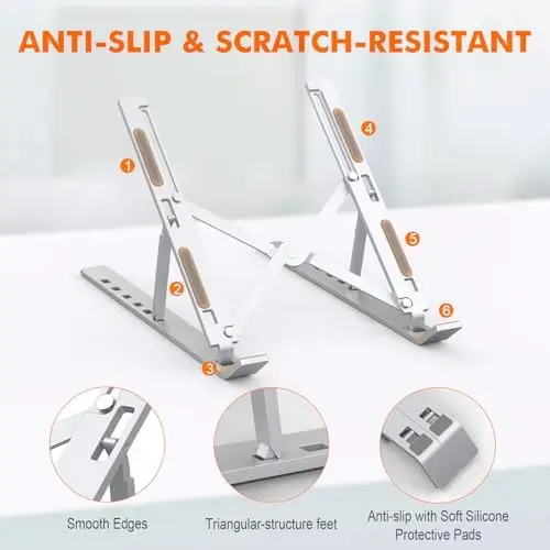 Adjustable Laptop Riser for Desk, Portable Laptop Stand with 6 Angle Adjustment 4