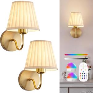 Battery-Powered Wall Light, Wireless Charging with Remote Control, Adjustable Brightness, 15 RGB Colors, Timer, Ideal for Home Decor
