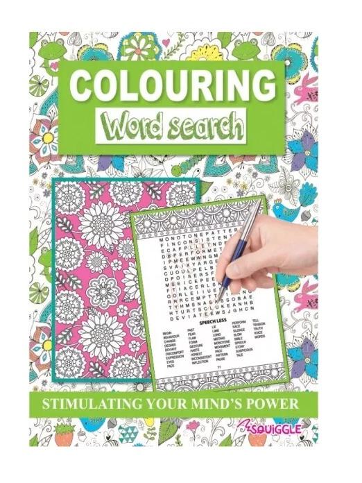 Pack of 2 A4 Colouring & WordSearch Puzzle Books for Adults / Older Children Mind Relaxing 1