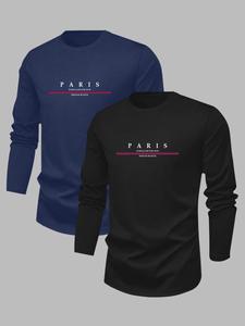 Men's Letter Print Round Neck Sweatshirt, Casual Fashion Long Sleeve Pullover for Spring & Fall, Men's Top for Daily Wear