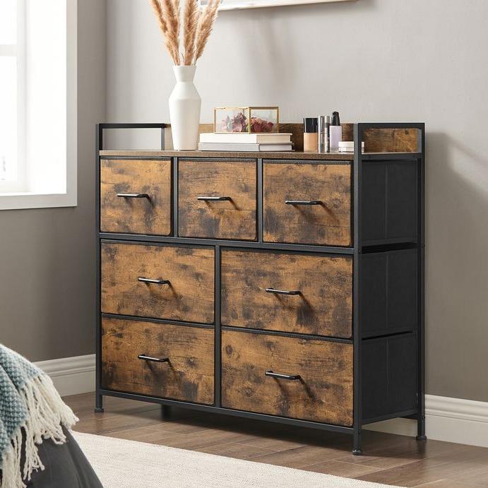 [Summer Sale] SONGMICS HOME 7-Drawer Chest of Drawers, Dresser for Bedroom, Bedroom Cabinet Organiser, 7 Fabric Drawers with Handles, Easy Assembly, Metal Frame Organiser, Entryway, Children Room, Household
