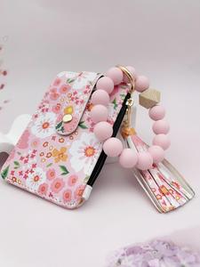 Women's Boho Style Beaded & Tassel Charms Keychain with Flower Pattern Wallet, Walletchain, Charms for Bags, Gifts for Girlfriend, Cute Trendy Pink Keychain Bag Pendant, Bag Accessories for Vacation, Chic Gorgeous Keychain Jewelry
