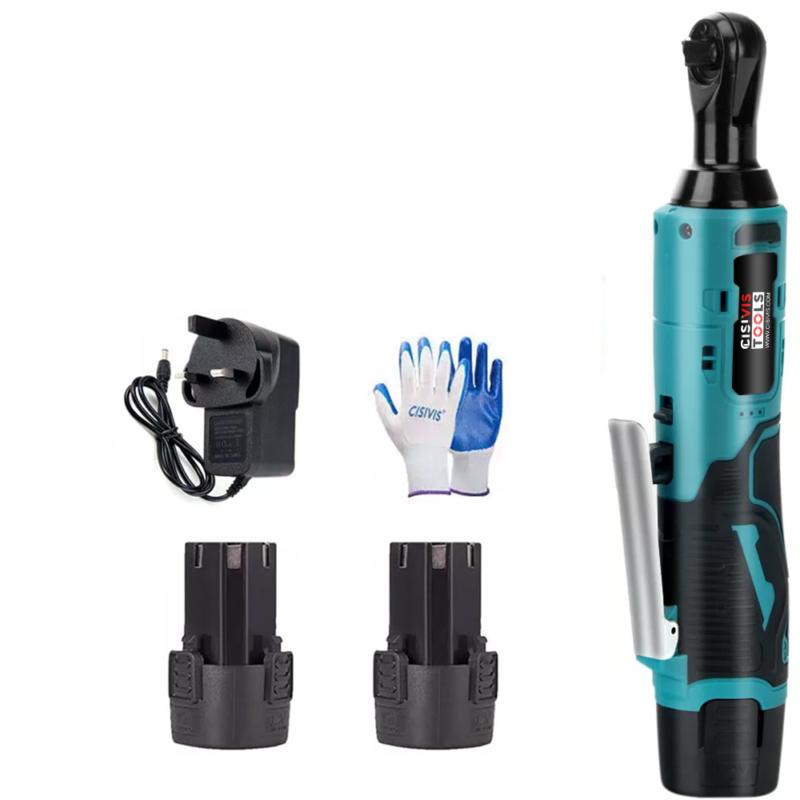 100Nm Electric Cordless Right Ratchet 3/8" 90 °   Angle Wrench 2 Battery DIY Tool 2