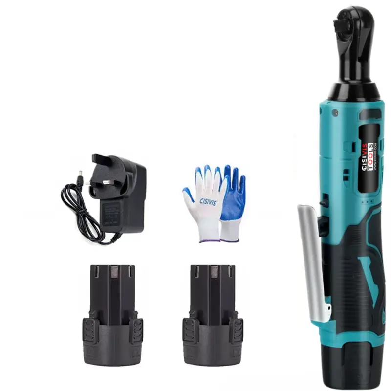 100Nm Electric Cordless Right Ratchet 3/8" 90 °   Angle Wrench 2 Battery DIY Tool 2