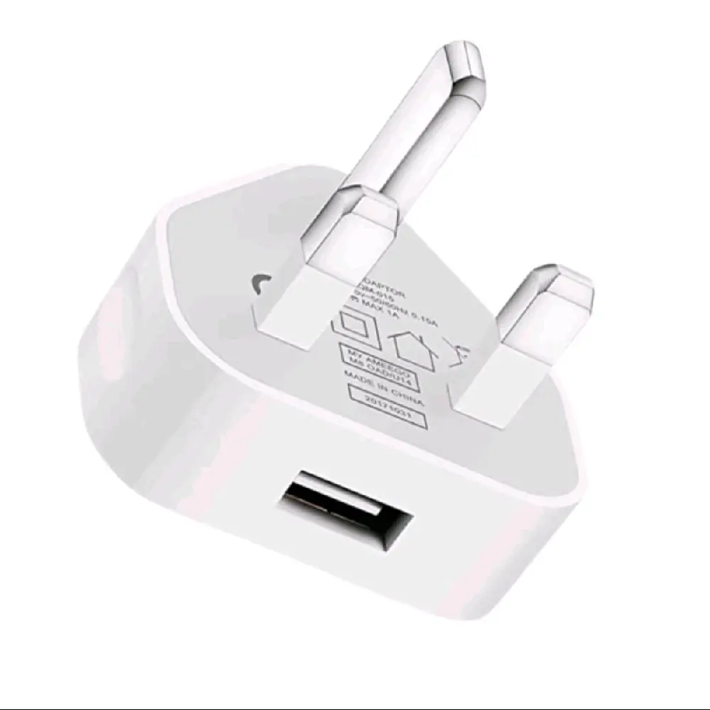 UKCA 5V 1A 1000MA USB Charger Adapter for iPhone Samsung Mobile - White - Electronic, Smartphone, Charging, Cellphone Plug
