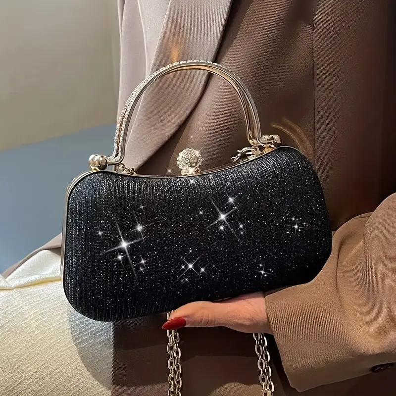 Mini Fashion Evening Bag, Chain Crossbody Bag Shining Evening Bag, Carnival Wedding Music Festival Fashion Rhinestone Clutch Handbag 3