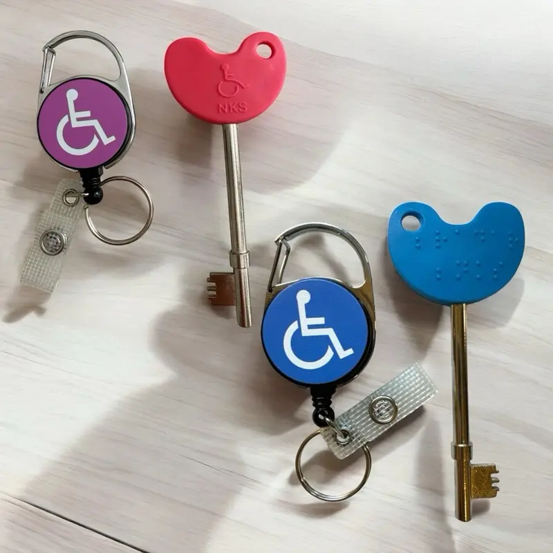 Disabled Badge Reel with Keyring & Belt Clip + NKS Compatible Disabled Toilet Key Set for Office Supplies 0