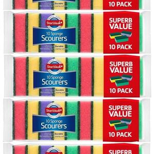 Multicoloured Sponge Scourers X50 Washing Up Dish Cleaning Great Quality Pads