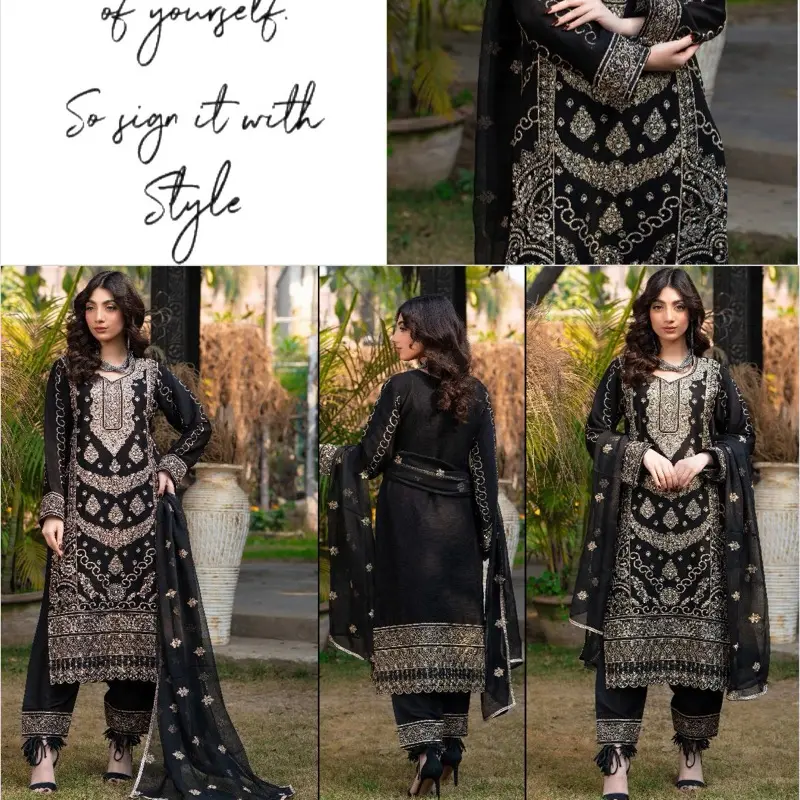 Andaaz by Rangz Women's Chiffon Suit with Trousers and Dupatta - Clothes, Asian, Womenswear, Comfort Formal