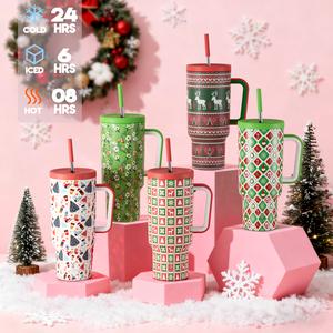 【 24-hour shipping 】 40oz stainless steel large capacity water cup vacuum insulated bottle, coffee cup, silicone seat cushion anti slip and noise reduction, 24-hour cooling, 8-hour insulation, suitable for car cup holders, water bottles, gifts and travel